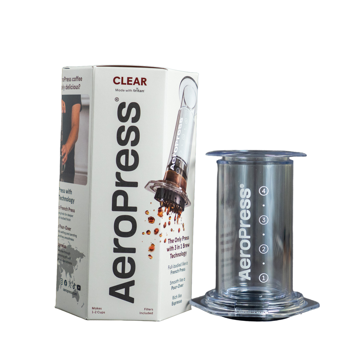 AeroPress Clear Coffee Makers - Clear & Colours
